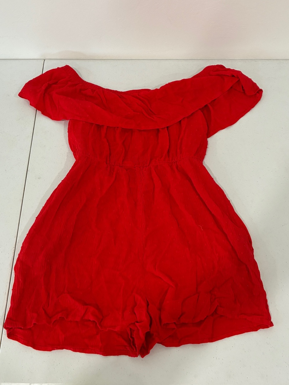 Speechless Red Off-Shoulder One-Piece Romper